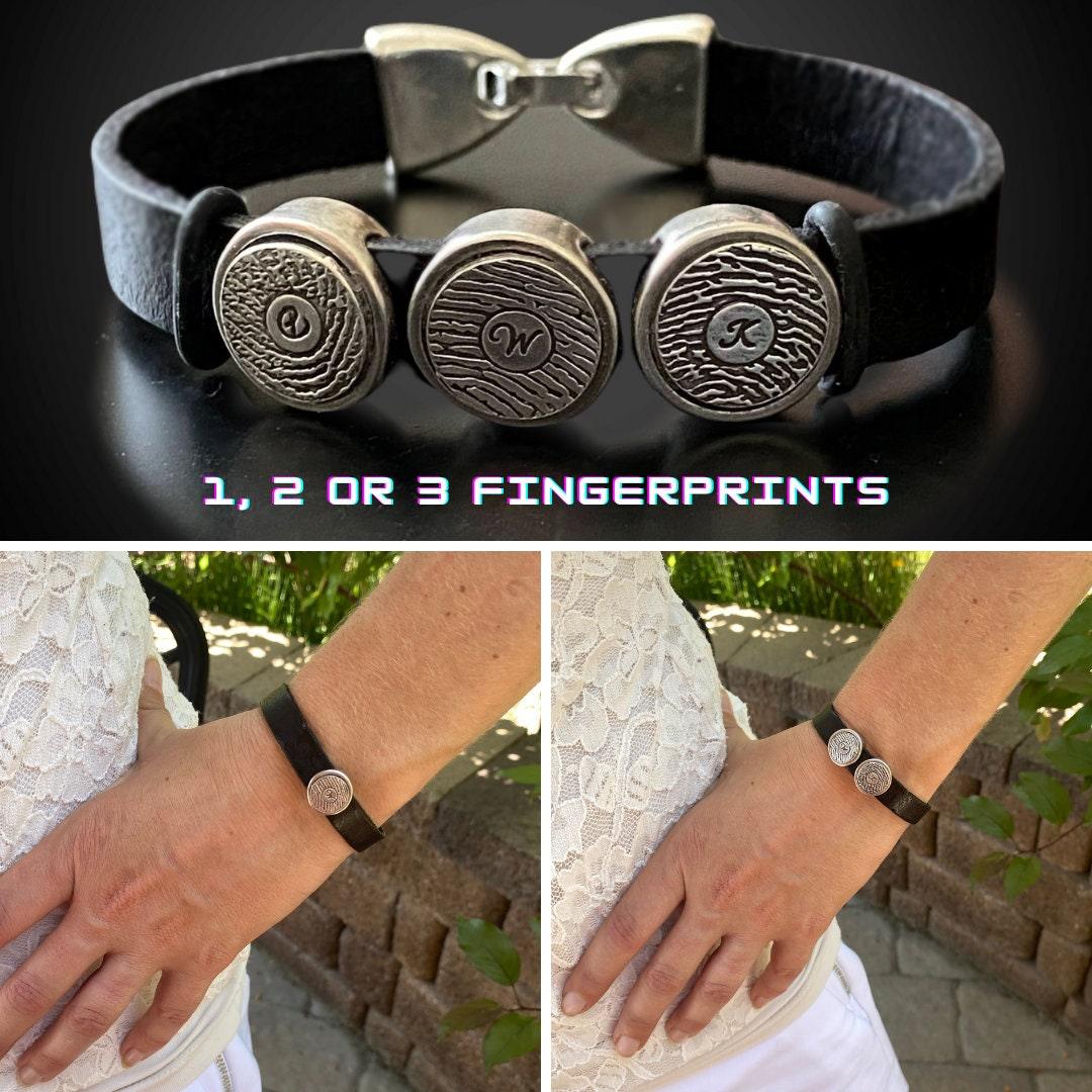 Leather Bracelet Personalized with Your Loved Ones Fingerprint & Initial - Adorn Designs Jewelery