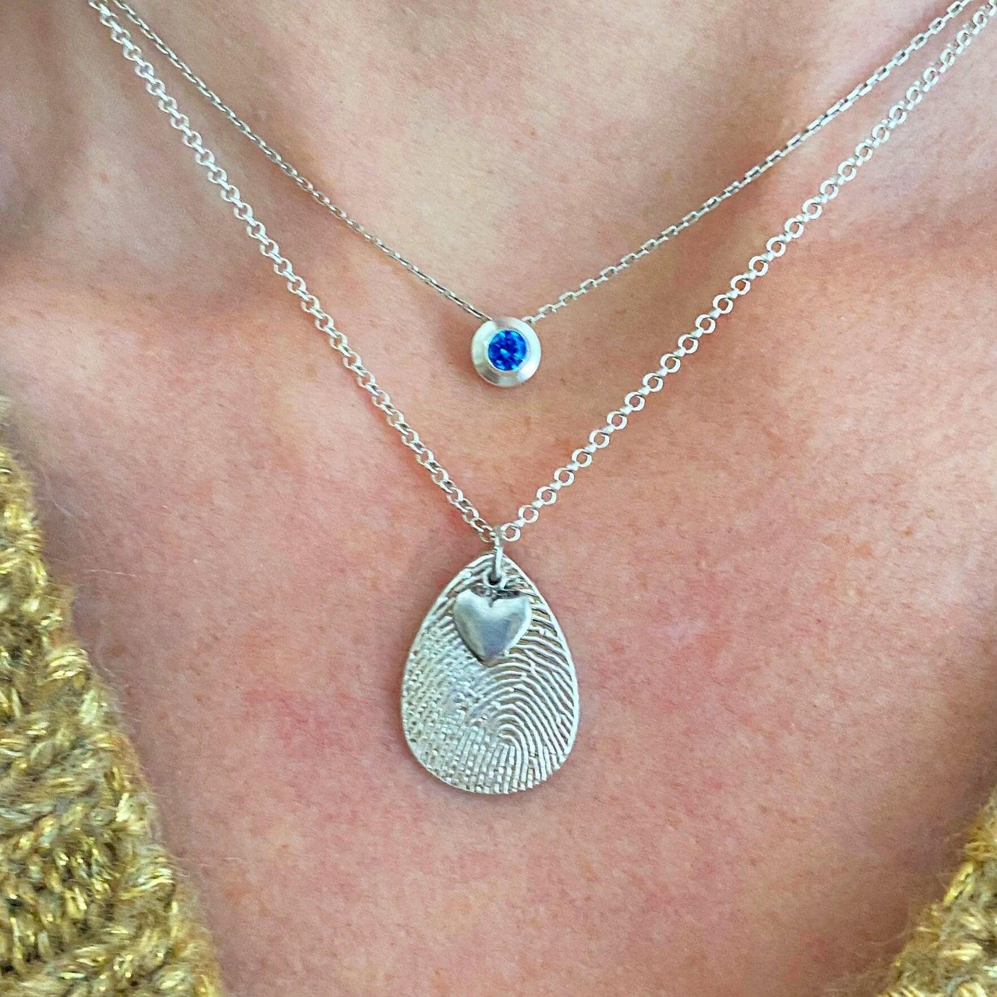 Fingerprint & Birthstone Layering Necklaces - Adorn Designs Jewelery