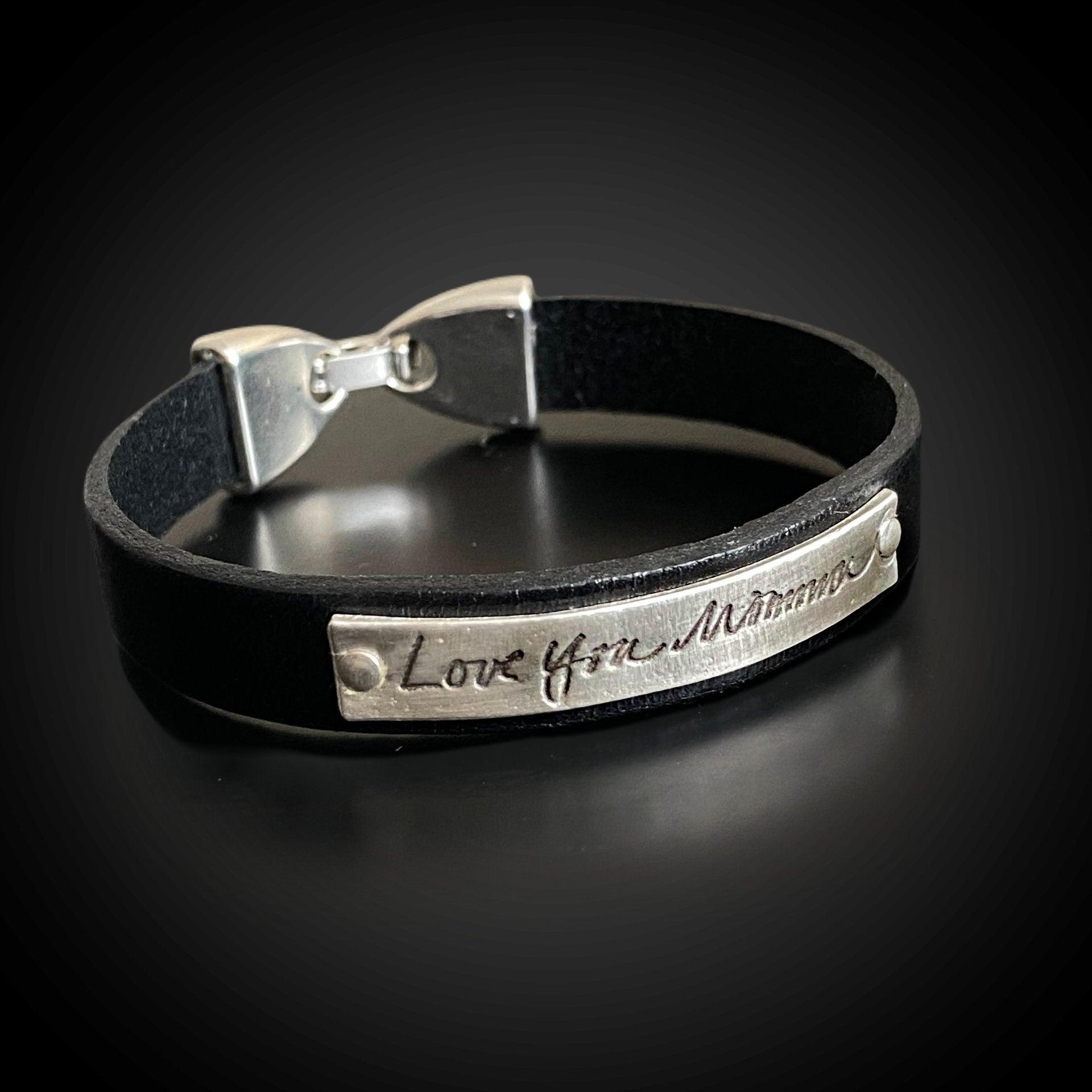 Leather Bracelet w/ Sterling Personalized Silver Plate - Adorn Designs Jewelery