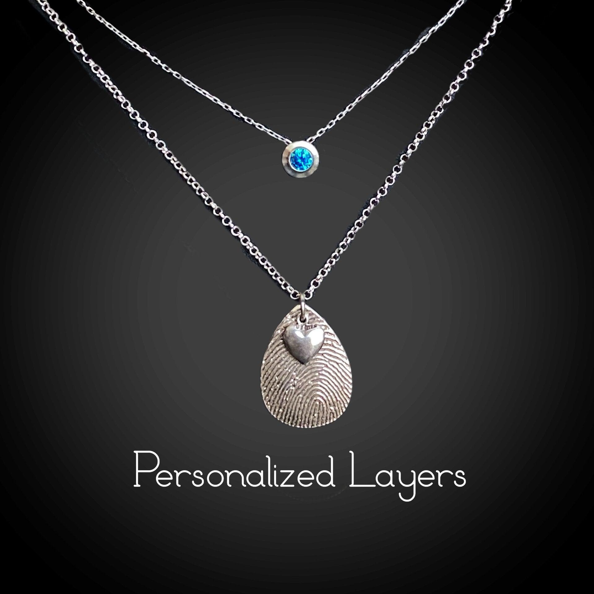 Fingerprint & Birthstone Layering Necklaces - Adorn Designs Jewelery