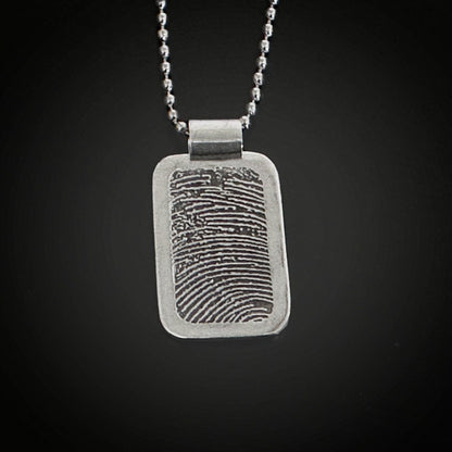 Dog Tag Style Fingerprint Necklace w/ Ball Chain - Adorn Designs Jewelery