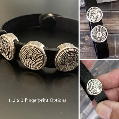 Leather Bracelet Personalized with Your Loved Ones Fingerprint & Initial